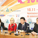 Финальная пресс-конференция с участием чемпионки мира Анны Ушениной и Президента ФИДЕ Кирсана Илюмжинова