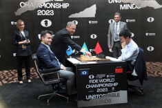 Ian Nepomniachtchi and Ding Liren Draw Game Three