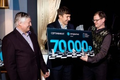 Сергей Карякин и Анатолий Карпов провели совместный сеанс на шахматном турнире "Открытие Брокер"