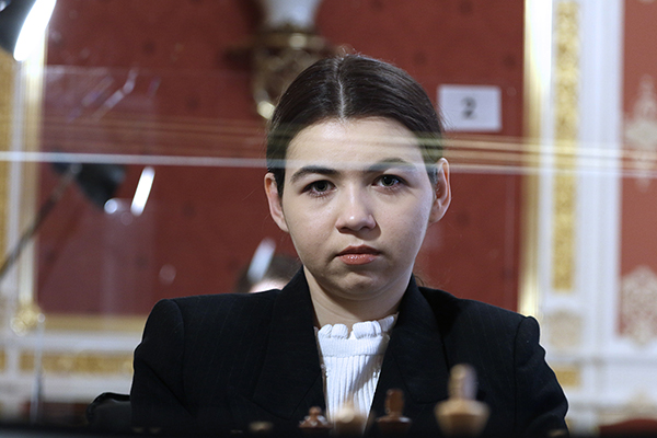 Aleksandra Goryachkina, the leader of the Cercle d'Echecs de Monte-Carlo (Photo by Eteri Kublashvili) 