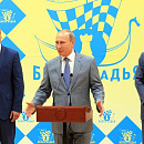 Президент РШФ Андрей Филатов, Владимир Путин и президент ФИДЕ Кирсан Илюмжинов